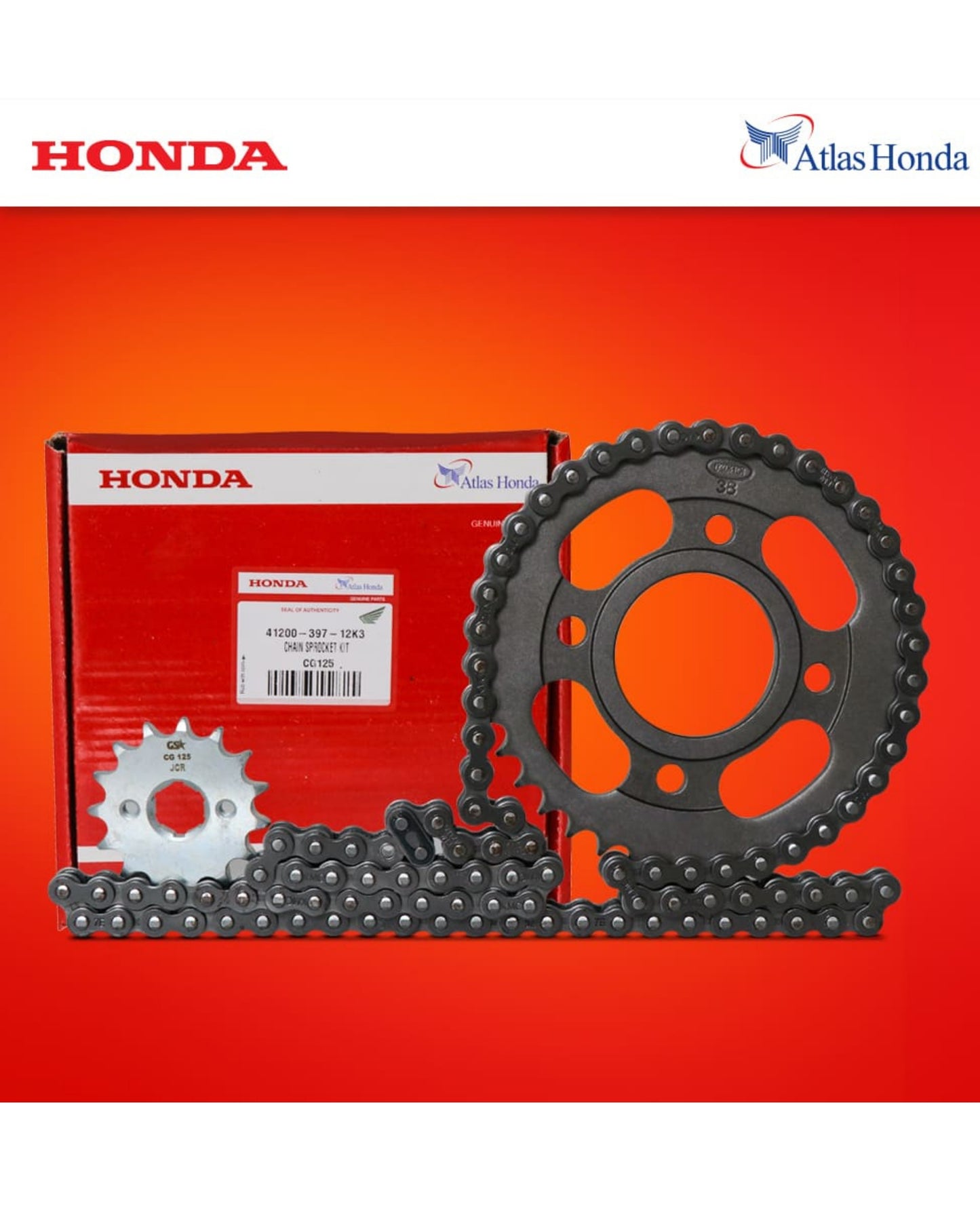 Chain Sprocket Kit CG-125cc Atlas Honda Genuine