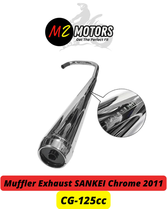 Muffler Exhaust Chrome Silencer SANKEI 2011 for Honda CG125 - Premium Sound & High Performance
