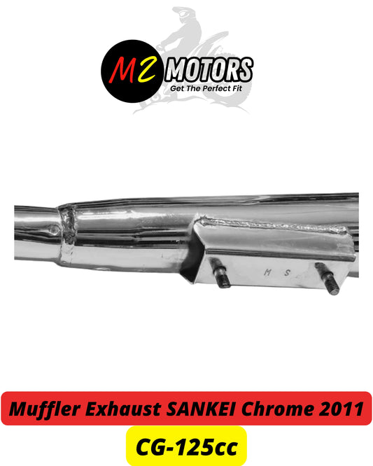 Muffler Exhaust Chrome Silencer SANKEI 2011 for Honda CG125 - Premium Sound & High Performance