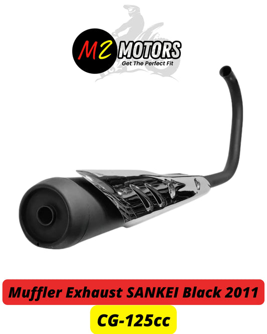 Muffler Exhaust Black Silencer SANKEI 2011 for Honda CG125 - Premium Sound & High Performance