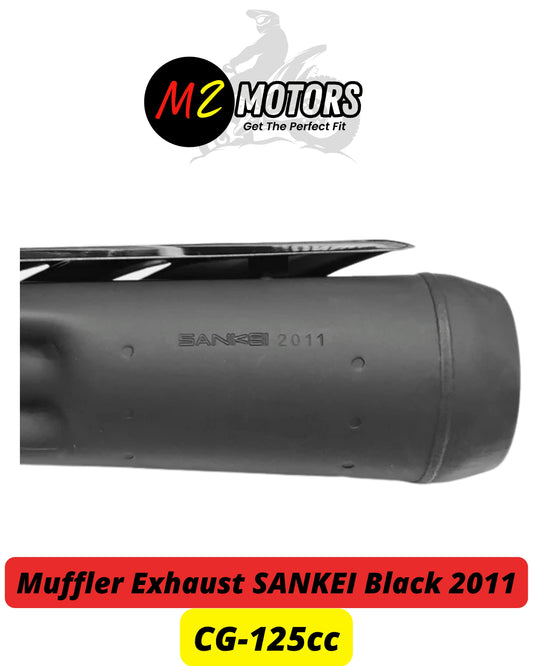 Muffler Exhaust Black Silencer SANKEI 2011 for Honda CG125 - Premium Sound & High Performance